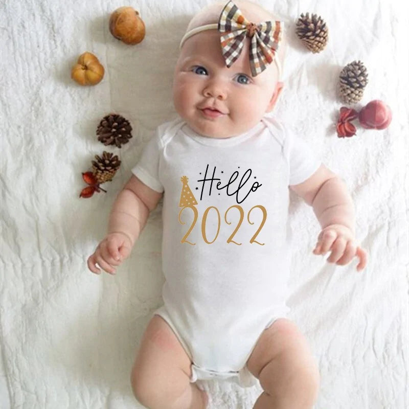 Hello 2022 Newborn Baby Bodysuit Romper